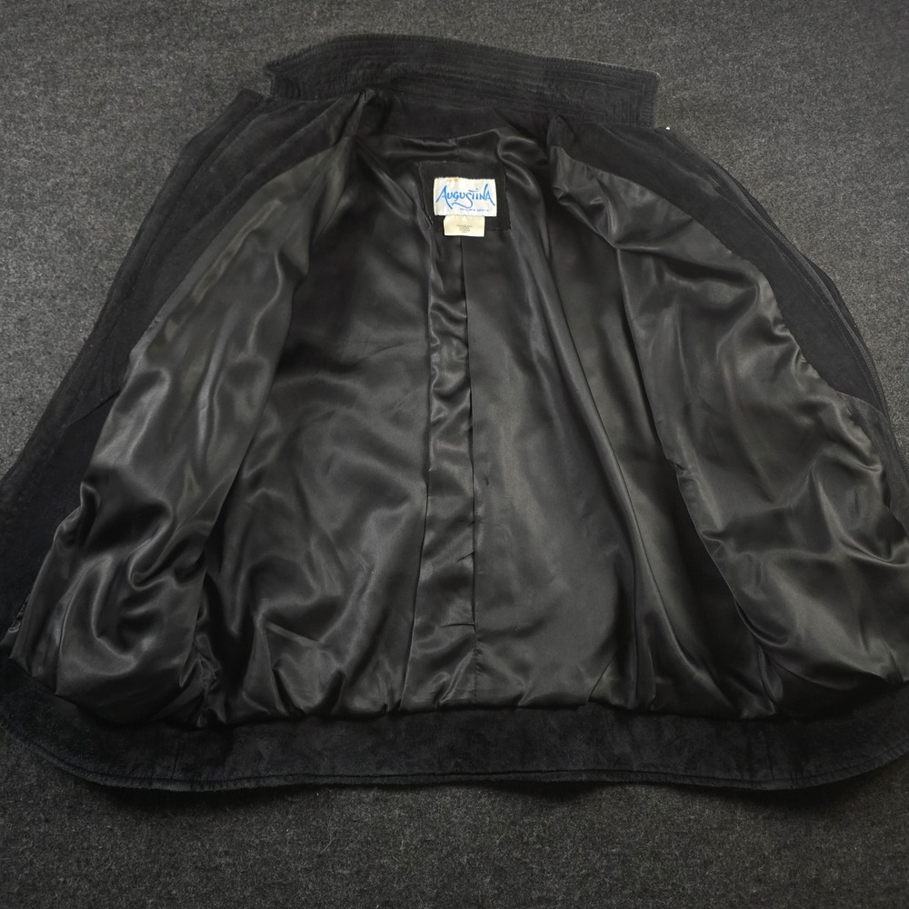 Augustina Taos Suede Leather Jacket Bird Snakeskin Southwest Black Women's L - Picture 3 of 15